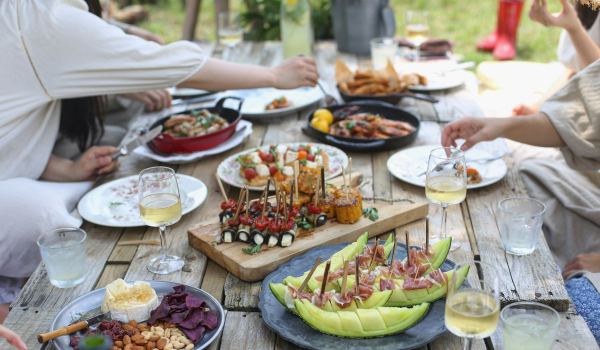 Sharing meal in the Summer outdoor
